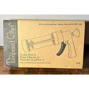 Pampered Chef Cookie Press Set 16 Decorator Discs 1525 Model +Recipes 2B5